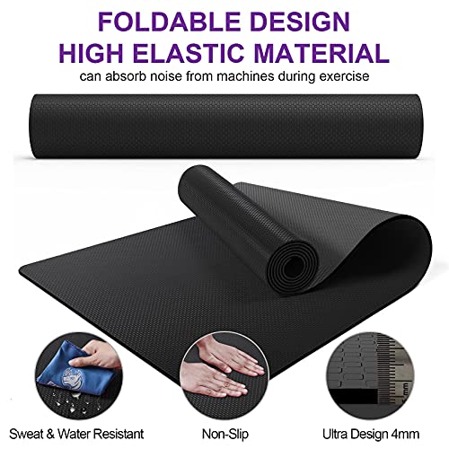 Alfombrilla para cinta de correr, equipo de ejercicio, tapete protector resistente para debajo de la bicicleta estacionaria, bicicleta giratoria, equipo de fitness, 120 cm x 60 cm, color negro