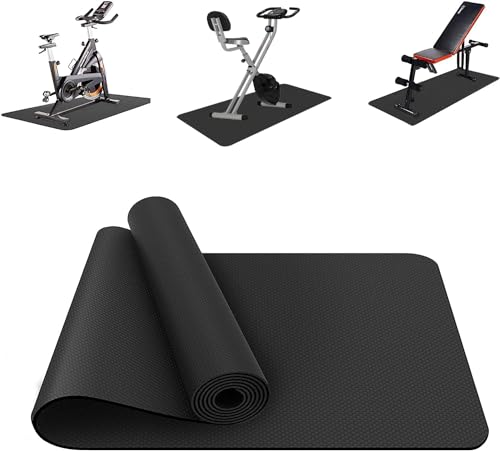 Alfombrilla para cinta de correr, equipo de ejercicio, tapete protector resistente para debajo de la bicicleta estacionaria, bicicleta giratoria, equipo de fitness, 120 cm x 60 cm, color negro