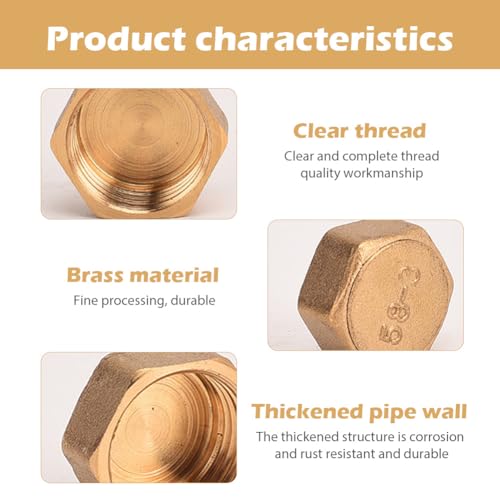 Alicer 4 tapones de latón de 1 pulgada, tapón ciego roscado interior, tapones hexagonales, tapa de latón hexagonal, tapa de tubo con hexágono (tamaño: 4 unidades)