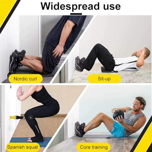 Alicer Nórdico Hamstring Curl Strap para sentadillas, entrenamiento de torso, curl nórdico, sentadillas españolas, etc. Accesorio de fitness deportivo portátil para piernas, abdomen y espalda (negro +