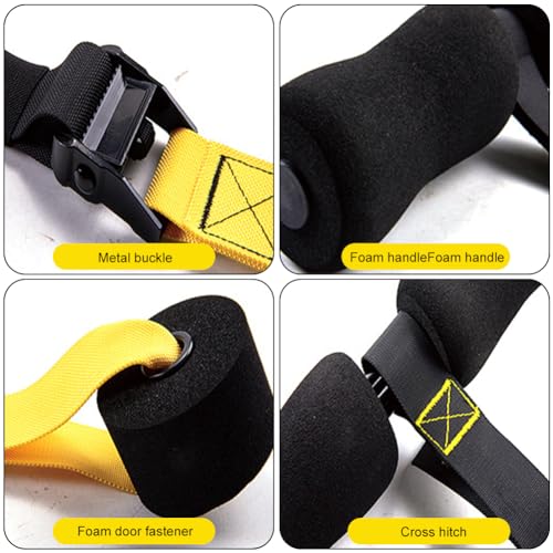 Alicer Nórdico Hamstring Curl Strap para sentadillas, entrenamiento de torso, curl nórdico, sentadillas españolas, etc. Accesorio de fitness deportivo portátil para piernas, abdomen y espalda (negro +