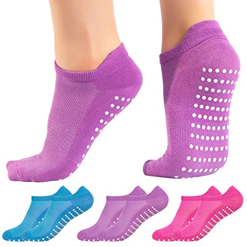 All Things Accessory ATA calcetines antideslizantes mujer, Para Yoga Pilates Artes Marciales Fitness Danza, Calcetín tobillero deportivo EU 37-42 (Azul/Rosa/Púrpura)