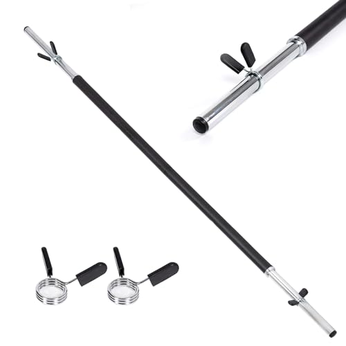 ALLINLIFE Barra de Pesas de Acero, Barra Recta Desmontable Ø25 mm, 2 Topes, Acero Resistente, Espuma Antideslizante, Musculación Fitness, Barra Musculación, Barra Olímpica en Gimnasio Casa, 140cm