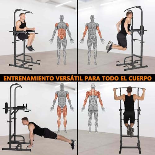 ALLINLIFE Estación de Dominadas,Maquina de Dominadas Multifuncional,Estación de Entrenamiento Altura Ajustable,Torre de Gimnasio con Barra de Flexiones y Dips,Barra de Dominadas para Gimnasio en Casa