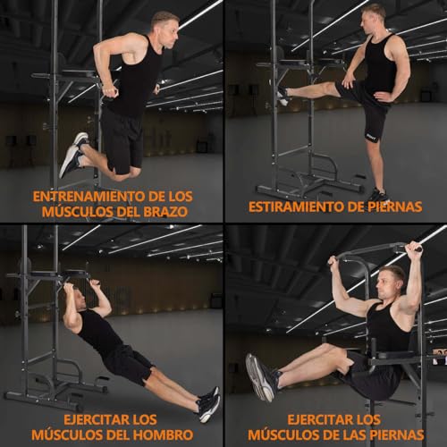 ALLINLIFE Estación de Dominadas,Maquina de Dominadas Multifuncional,Estación de Entrenamiento Altura Ajustable,Torre de Gimnasio con Barra de Flexiones y Dips,Barra de Dominadas para Gimnasio en Casa