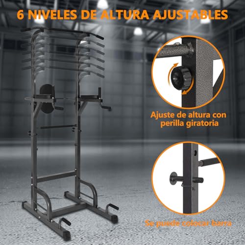 ALLINLIFE Estación de Dominadas,Maquina de Dominadas Multifuncional,Estación de Entrenamiento Altura Ajustable,Torre de Gimnasio con Barra de Flexiones y Dips,Barra de Dominadas para Gimnasio en Casa