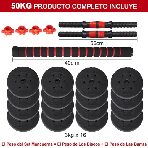 ALLINLIFE Mancuernas 20KG,Pesas y Mancuernas Ajustables, Juego de Mancuernas para Casa,Mancuernas Juego de Pesas con Barra Conexion para Halterofilia