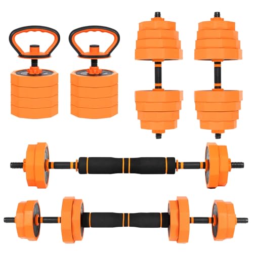 ALLINLIFE Mancuernas Ajustables 40KG,Pesas y Mancuernas con Pesa Rusa,Pesos Poligonales y Barra Recta,Agarre Antideslizante, 4en1 Juego de Pesas Multifunción para Fitness Gimnasio en Casa