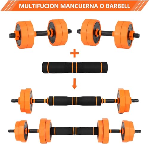 ALLINLIFE Mancuernas Ajustables 40KG,Pesas y Mancuernas con Pesa Rusa,Pesos Poligonales y Barra Recta,Agarre Antideslizante, 4en1 Juego de Pesas Multifunción para Fitness Gimnasio en Casa