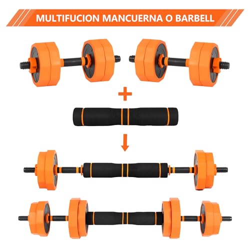 ALLINLIFE Mancuernas Ajustables 40kg,Pesas y Mancuernas,Pesos Poligonales y Barra Recta,Agarre Antideslizante Mancuernas,Pesas y Mancuernas Multifunción para Fitness Gimnasio en Casa