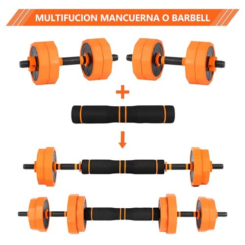 ALLINLIFE Mancuernas Ajustables,Pesas y Mancuernas 15KG,Juego de Mancuernas 2 en 1 con Barras ConexióN,Kit de Levantamiento de Pesas para Gimnasio en Casa