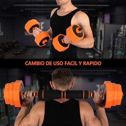 ALLINLIFE Mancuernas Ajustables,Pesas y Mancuernas 15KG,Juego de Mancuernas 2 en 1 con Barras ConexióN,Kit de Levantamiento de Pesas para Gimnasio en Casa