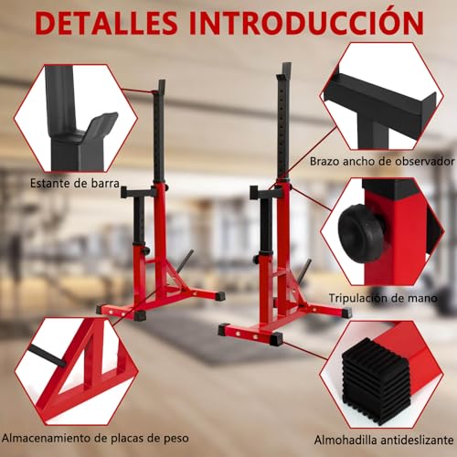 ALLINLIFE Soporte Sentadillas,Rack Musculación Ajustable,Soporte Barra Pesas Multifuncional,Estante de Sentadillas con Soporte para Pesas,Soporte Estante Barra Levantamiento Pesas Gimnasio MAX 250KG