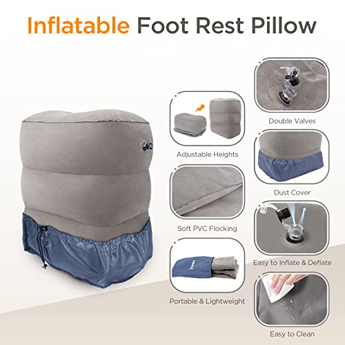 Almohada de Descanso para Las Piernas, HOMCA Almohada Inflable para Aviones, Almohada de Viaje Inflable, Automóviles, Trenes, Oficinas, Niños para Dormir en Vuelos