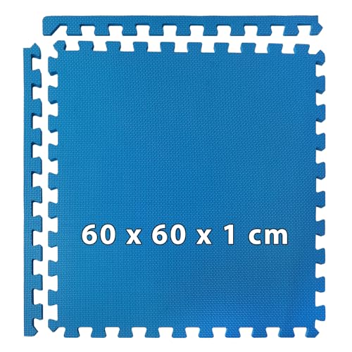 ALPIDEX 8 Piezas Suelo Gimnasio 60x60x1 cm Esterilla Puzzle 2,88 m² EVA Antideslizantes Estera Protección Tapete Fitness Casa Gym Goma Espuma Losas Caucho Alfombrilla Expandible, Color:Blue