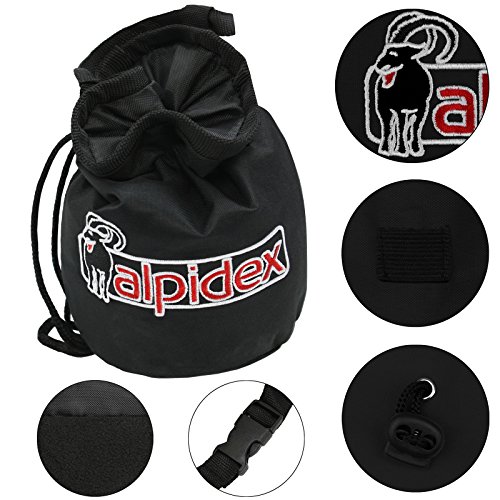 ALPIDEX Bolsa Magnesio Escalada Incluyendo 3 x Bolas Tiza 35 g, Color: Black Rock