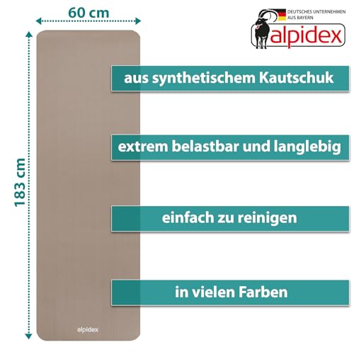 ALPIDEX Esterilla Yoga 183 x 60 x 0.8 cm Colchoneta Pilates Antideslizante Sin Ftalatos Tapete Gymnasia Correa Transporte Alfombra Deporte Fitness Ejercicios Mat Gimnasio Casa, Color:Cream