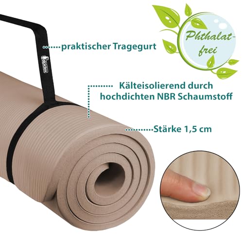 ALPIDEX Esterilla Yoga Gruesa 1,5 cm Colchoneta Antideslizante Tapete Gymnasia Pilates 3 Anchos Fitness Mat Alfombra Deporte Fitness Ejercicios Mat Gimnasio Casa, Cream, 190 x 100 x 1.5 cm