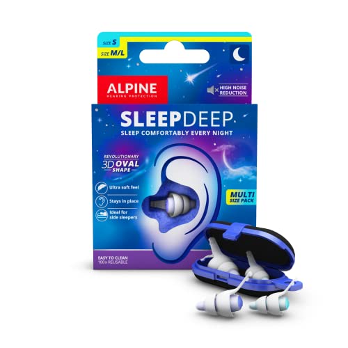 Alpine SleepDeep - Tapones de Revolucionario gel 3D para una máxima comodidad y amortiguación - Suave para dormir de lado reducir el ruido de ronquidos - 2 pares reutilizables