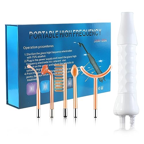 Alta Frecuencia Facial - Máquina Profesional - Elimina Arrugas, Acné y Alopecia - 5 Electrodos - Microdermoabrasión - Luz LED - Microsonic Device - Estimulación - Belleza - High Frequency Wand