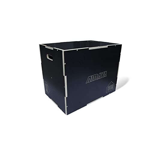 AMAYA SPORT Cajón Salto Plyo Madera Antideslizante - 40 x 50 x 60 cm, Cross Training Box para Entrenamiento Muscular del Tren Inferior, Base Antideslizante para Máxima Estabilidad