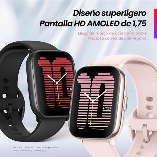 Amazfit Active Reloj inteligente con entrenador de ejercicio físico AI, GPS, llamadas Bluetooth, almacenamiento de música, batería de 14 días, pantalla AMOLED de 1,75" y Alexa-Enabled, Rosa