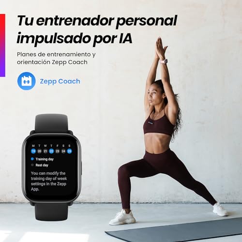 Amazfit Active Reloj inteligente con entrenador de ejercicio físico AI, GPS, llamadas Bluetooth, almacenamiento de música, batería de 14 días, pantalla AMOLED de 1,75" y Alexa-Enabled, Rosa