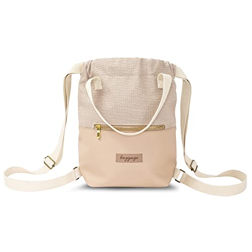 Amazinggirl Bolsa de gimnasio bolsa de deporte para mujer - bolsa o mochila bolsa de mano mochila 2 en 1 como mochila bolsa o bolsa de mano bolsa de tela con cordón Beige