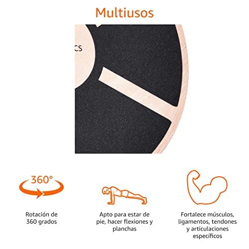 Amazon Basics - Tablero de equilibrio de madera, oscilante, Negro