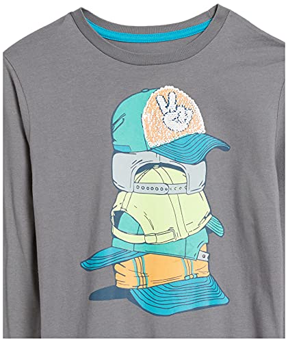 Amazon Essentials Camisetas de Manga Larga (Anteriormente Spotted Zebra) Niño, Pack de 2, Gris/Gris Claro Estampado de Arcoíris, 6-7 años