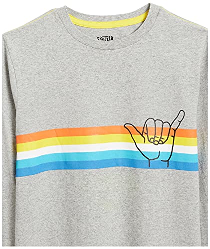 Amazon Essentials Camisetas de Manga Larga (Anteriormente Spotted Zebra) Niño, Pack de 2, Gris/Gris Claro Estampado de Arcoíris, 6-7 años