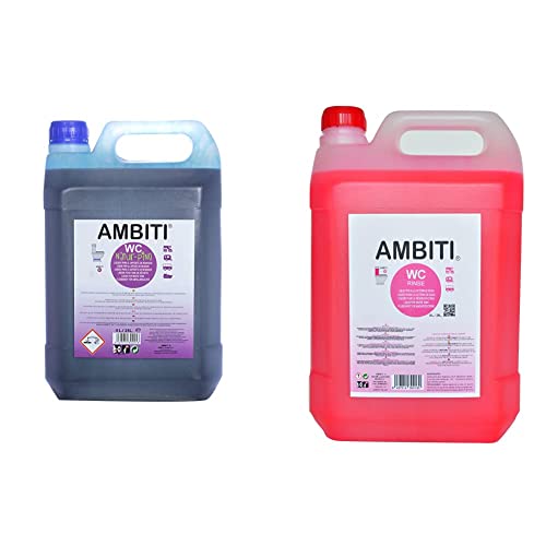 AMBITI AM300321 Ambiti Natur Pino 5L. Aditivo para el depósito de residuos, aguas negras & AM300130 Ambiti Rinse 5L. Aditivo para cisterna del wc, desiinfecta la taza del váter