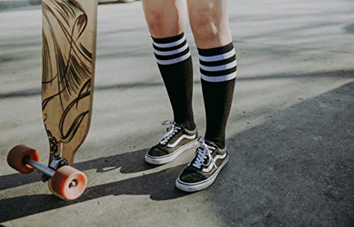 American Socks Back in Black - Knee High - Calcetines Deportivos Altos, Algodón Organico, Transpirables hasta la rodilla. Snowboard, Skate, Crossfit, Gimnasio Made in Barcelona