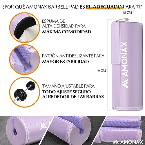 Amonax Almohadilla Barra Gimnasio Hip Thrust, Protector Barra Gimnasio Extra Grueso, Accesorios Gimnasio Resistentes, Almohadilla para Barra de Entrenamiento, Mujeres y Hombres