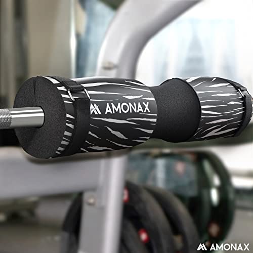 Amonax almohadilla barra gimnasio protector, Cuello y Hombros Almohadilla para Sentadillas y Empuje de Cadera, para ejercicios en casa y en el gimnasio, entrenamiento de fuerza y pesas (Cebra Negra)