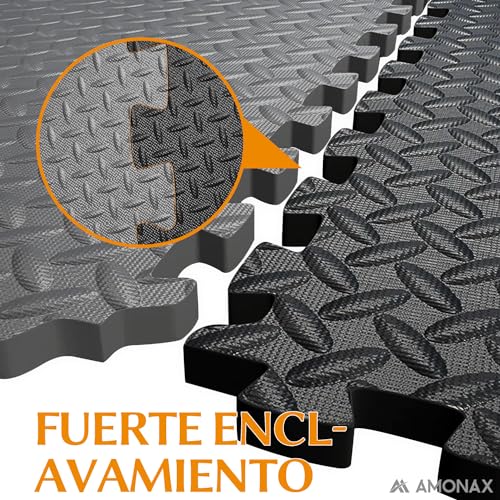 Amonax Fitness Puzzle para Suelos de Gimnasio (18 Piezas, Gris)