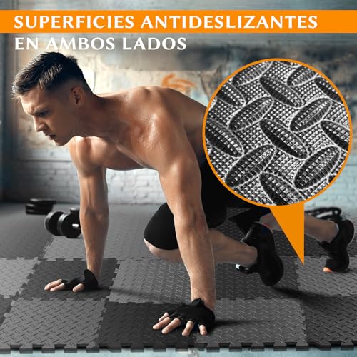 Amonax Fitness Puzzle para Suelos de Gimnasio (18 Piezas, Gris)