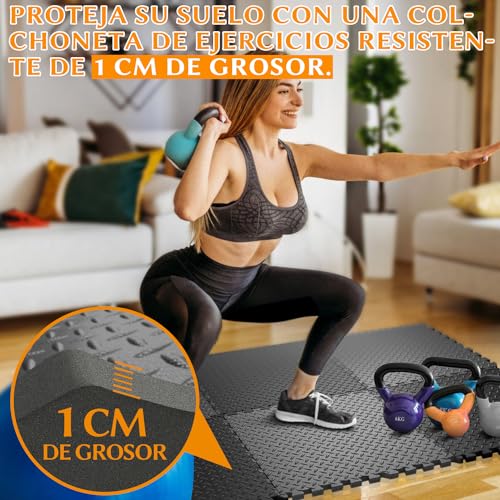 Amonax Fitness Puzzle para Suelos de Gimnasio (18 Piezas, Gris)