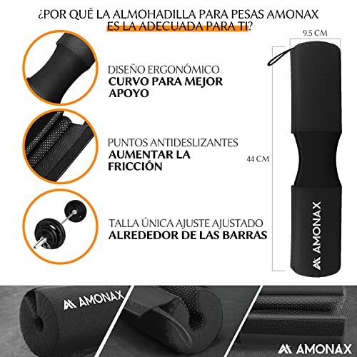 Amonax Glute Training Set (Almohadilla Barra Gimnasio Hip Trust, Bandas Elasticas Gluteos, Tobilleras Deportivas) Ejercicio y Fitness de Piernas de Glúteos, Accesorios Gimnasio (Negro)