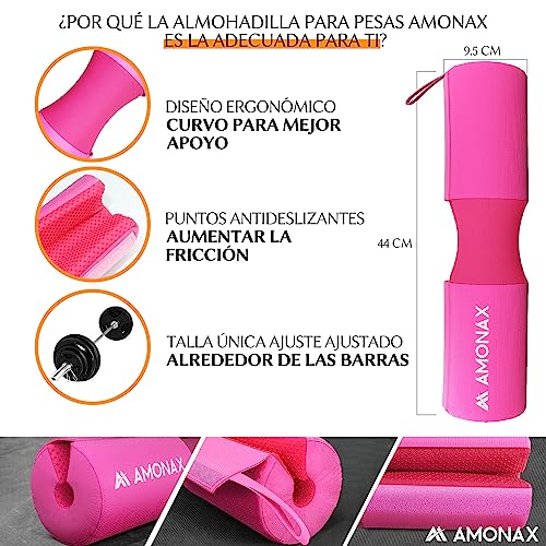 Amonax Glute Training Set (Almohadilla Barra Gimnasio Hip Trust, Bandas Elasticas Gluteos, Tobilleras Deportivas) Ejercicio y Fitness de Piernas de Glúteos, Accesorios Gimnasio (Rosado)