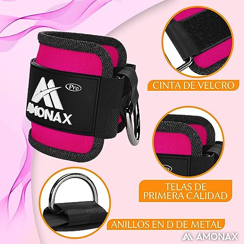 Amonax Glute Training Set (Almohadilla Barra Gimnasio Hip Trust, Bandas Elasticas Gluteos, Tobilleras Deportivas) Ejercicio y Fitness de Piernas de Glúteos, Accesorios Gimnasio (Rosado)