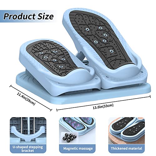 AMORPO Steppers para Ejercicio para Mujeres, Mini Fitness Stepper, Silencio Plegable Debajo del Escritorio Moldeador de piernas Entrenador de Entrenamiento para el hogar y la Oficina(Color:Blue)