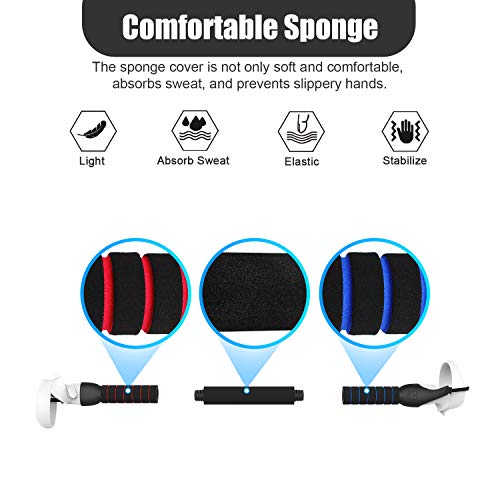 AMVR Soporte de Agarre Extensible con Mango Largo para Quest/Quest 2/Rift S para Jugar a los Juegos Beat Sabre