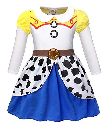 AmzBarley Disfraz Princesa Vestido Jessie Traje Niñas Navidad Fiesta Boda Bautizo Baile Falda Niña Costume Cumpleaños Halloween Cosplay Carnaval 3-4 Años