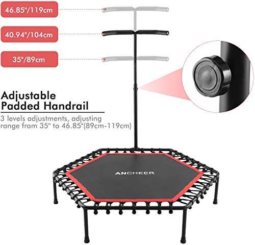 ANCHEER trampolín de Fitness, Mini trampolín con Asas de Espuma Ajustables, trampolín de Salto Interior/Exterior Entrenador de Fitness Bungee para Adultos y niños