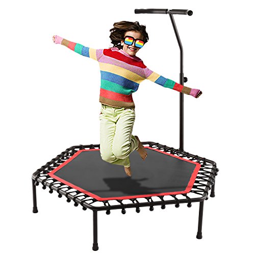 ANCHEER trampolín de Fitness, Mini trampolín con Asas de Espuma Ajustables, trampolín de Salto Interior/Exterior Entrenador de Fitness Bungee para Adultos y niños