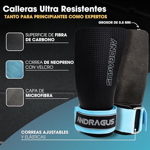 ANDRAGUS Calleras para crossfit-halterofilia-proteccion para manos-calistenia-guantes gimnasia hombre-guantes unisex-previenen ampollas-crossfit