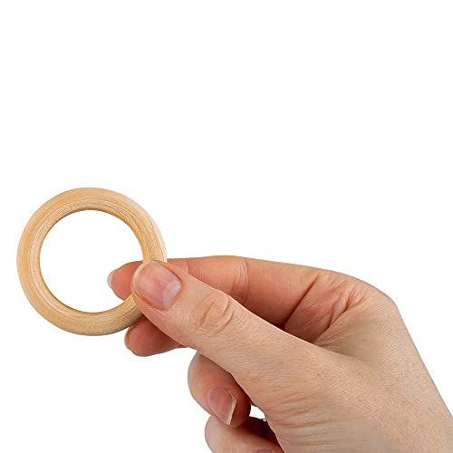 Anillos de madera para manualidades, 10 unidades, diámetro de 5 cm, grosor de 8 mm, color natural