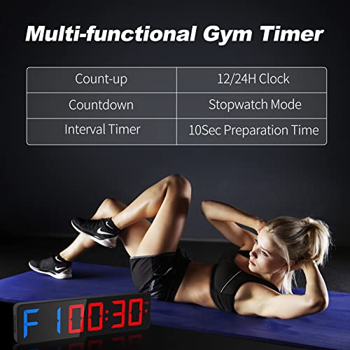 ANJANK Temporizador de Gimnasio Reloj de Pared Digital LED Grande de 15'', Timer de Intervalo con Cronómetro,Cuenta Regresiva/Ascendente,Volumen Ajustable,Timer de Entrenamiento con Control Remoto