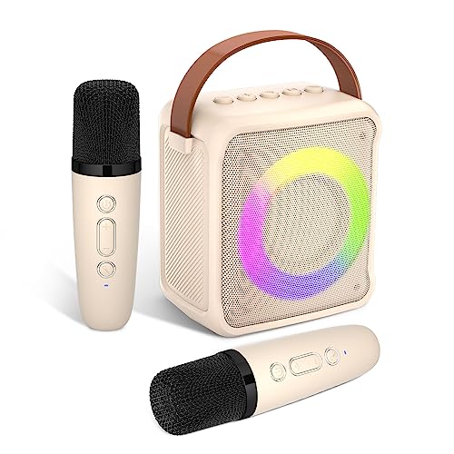 Ankuka Juguetes de Karaoke para niños y Adultos con 2 micrófonos, máquina de Karaoke portátil con luz LED y Efectos de Cambio de Voz, Regalos para niños de 3 a 18 años, Fiestas de cumpleaños